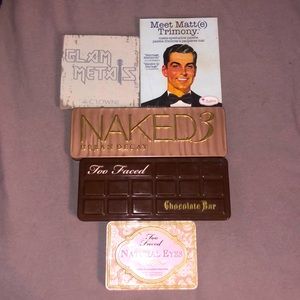 Bundle of 5 palettes, Naked, Two Faced, The Balm, and Crown.
